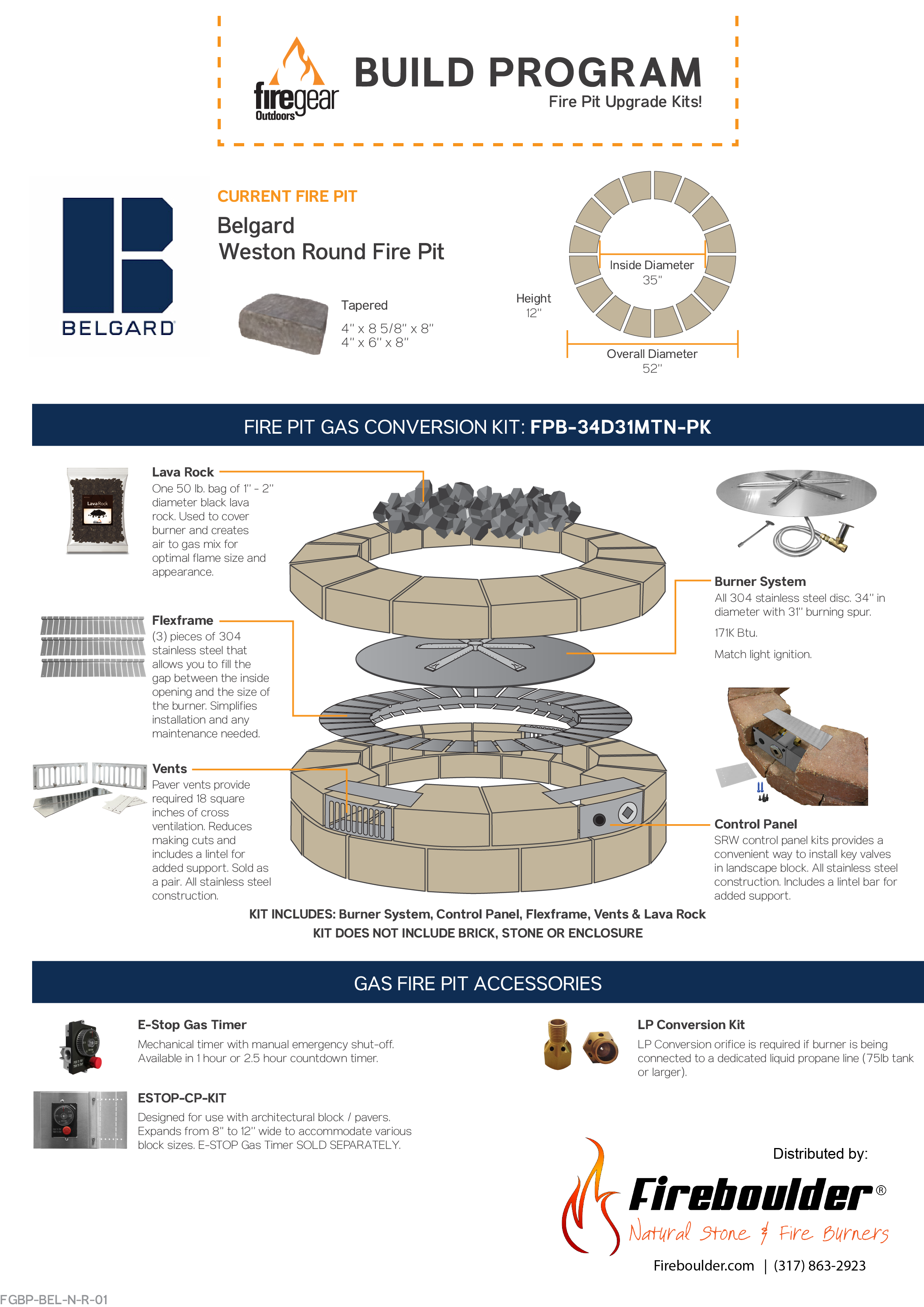 Gas Conversion Kit – Belgard Weston Round Fire Pit – Fireboulder.com |  Natural Stone, Fire Pits, Fireplaces and more