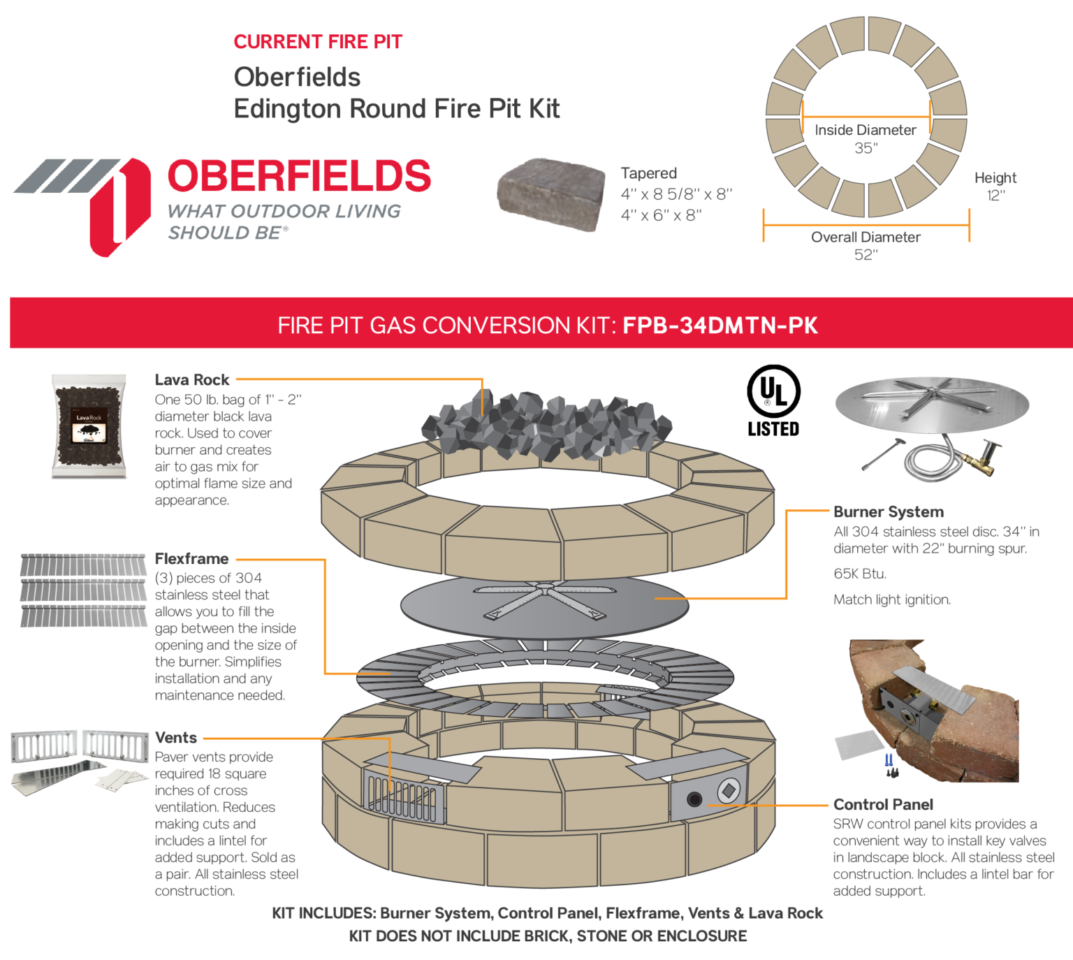 Gas Conversion Kit Oberfields Edington Round Fire Pit Fireboulder