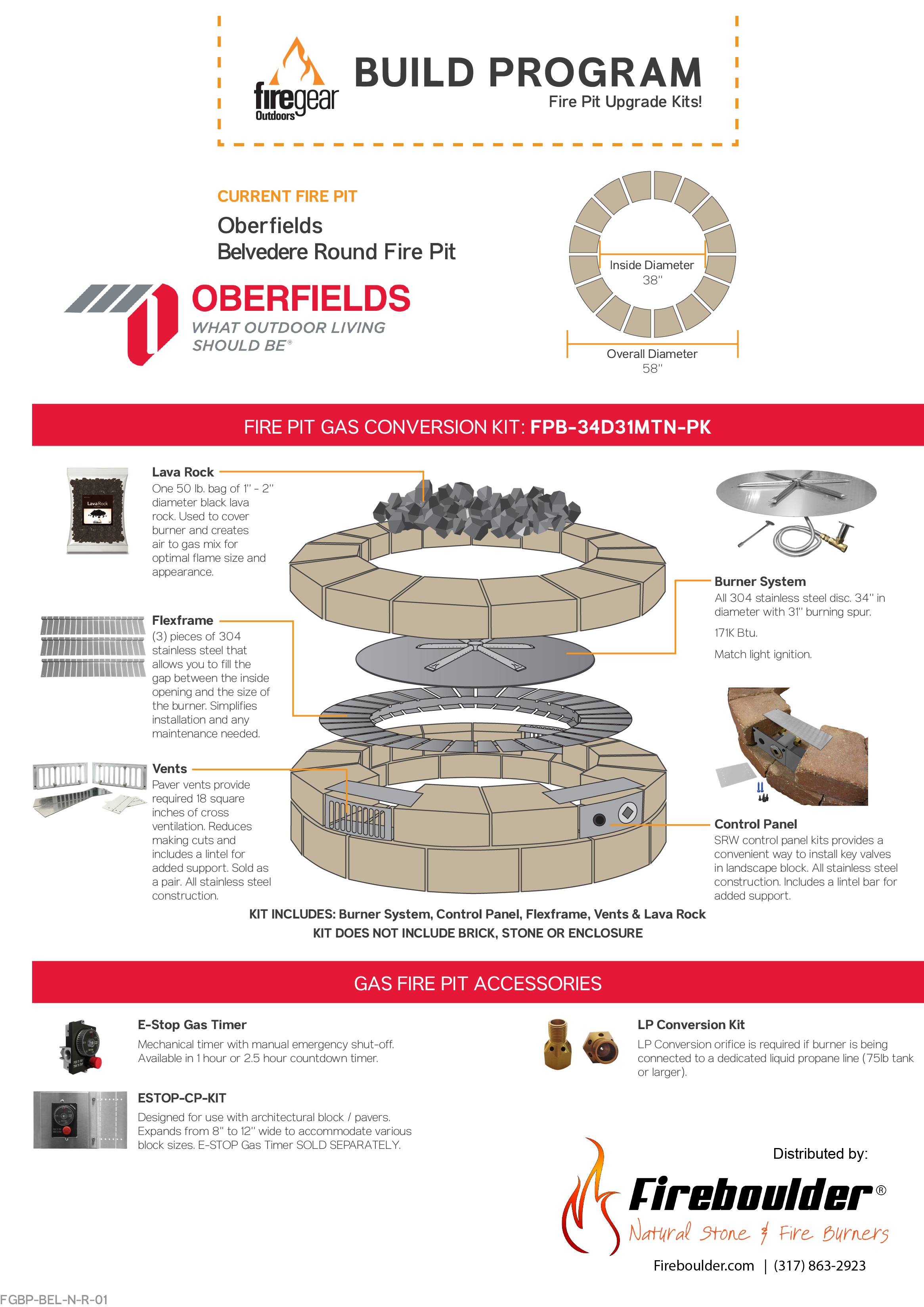 Gas Conversion Kit – Oberfields Belvedere Round Fire Pit – Fireboulder